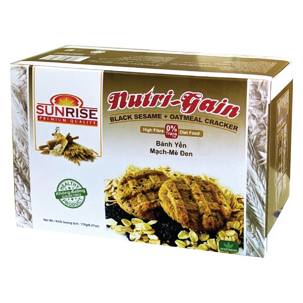 Bánh Ăn Kiêng Yến Mạch Mè Đen Sunrise 178G